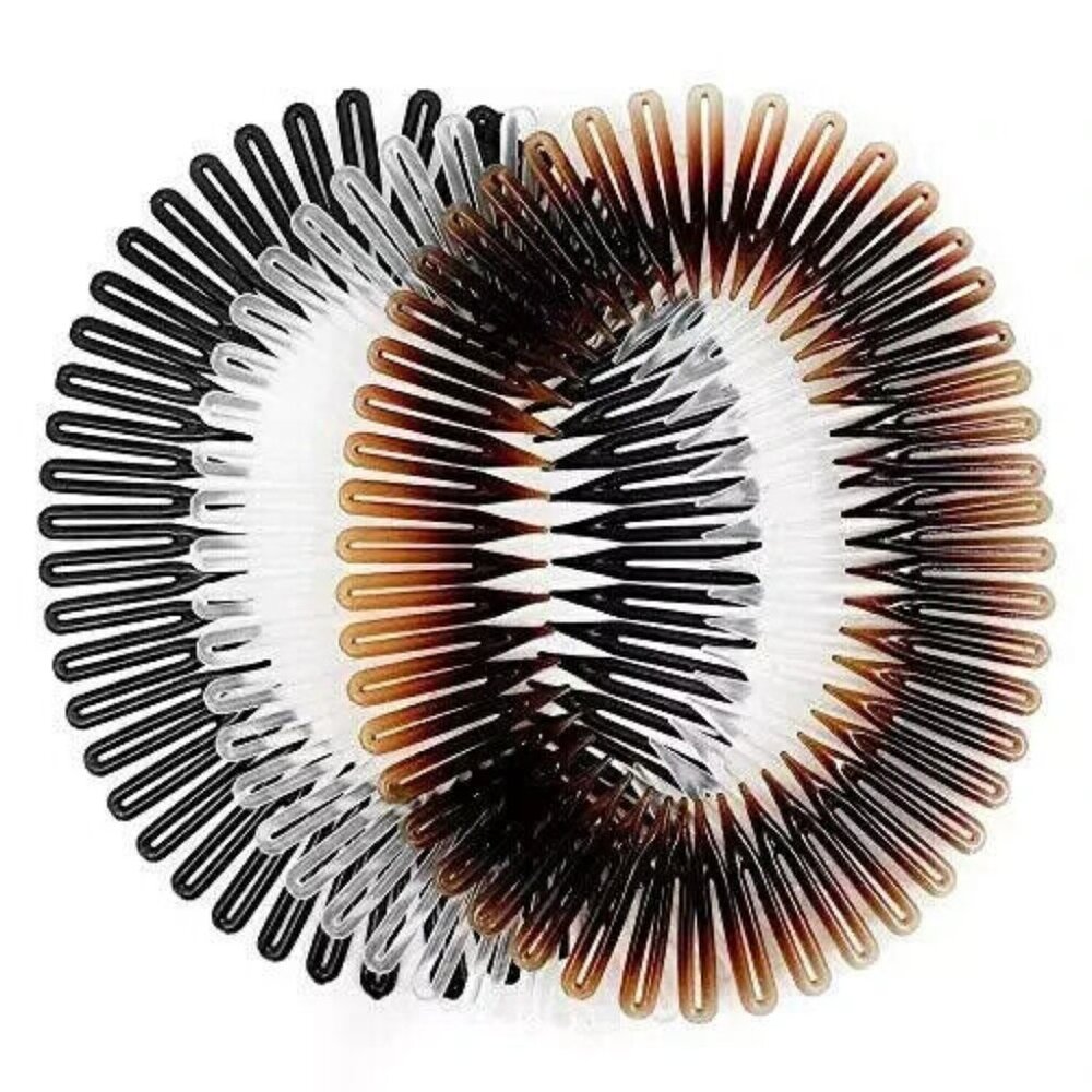 Scunci Effortless Beauty Stretch Hair Combs Tortoise, Opaque White, and Black...